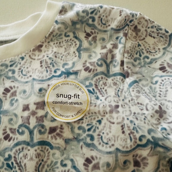 Burt’s Bees Kids Girls 10 Blue White Floral Pajama Set Organic Cotton NWT - Picture 3 of 7